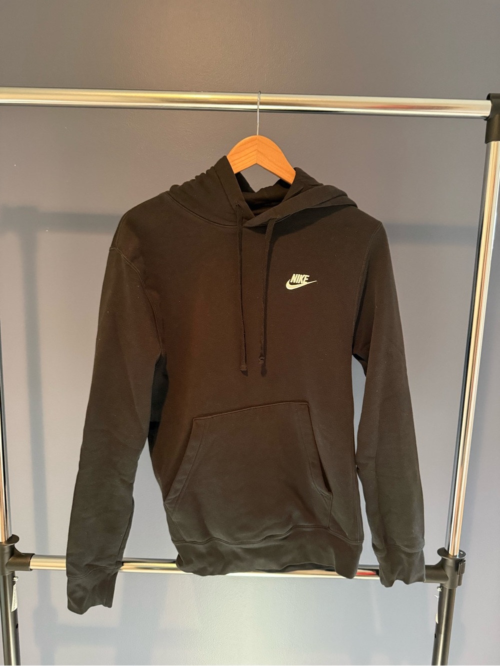 Nike Black Hoodie with White Swoosh - Men's Pullover